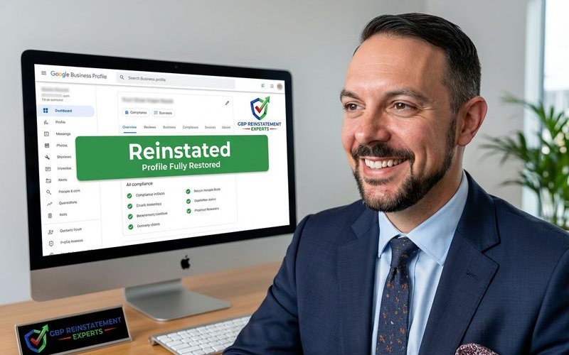 Dashboard showing successful profile reinstatement status with green checkmarks